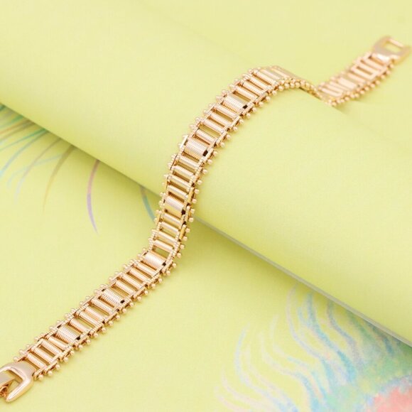 "Bold Textured Rose Gold Bracelet in Brass, XPBL1000 - Picture 1 of 12